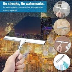 10” Brusestang - Squeegee til brusedør i glas, til glasdøre, badeværelse, vinduer og bilglas, rustfrit stål brusebadsskraber til brusedøre med sugekopkrog | Fyndiq