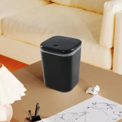0,5 Gallon Lille Bordplade Skraldespand, Mini Skrivebordsskraldespand med Trykknap, Sort
