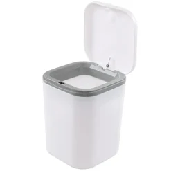 2 Liter Mini Skraldespand til skrivebord, Lille Skraldespand i plast til skrivebord, Hvid