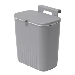 9 liters hængende skraldespand med låg, vægmonteret skraldespand køkken kompostbeholder, plastik skraldespand affaldskurv til skab, skabsdør [JUN] Grå Grey | Fyndiq