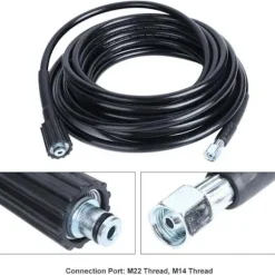 10 meter højtryksfleksibel slange - M22/M14 kabel - Slid- og UV-bestandig - Kompatibel med Kracher K2 K3