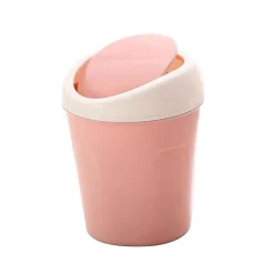 3 Mini Skraldespande i Plastik, Lille Bord-Skraldespand med Roterende Låg, til Hjemmet, Kontoret, Køkkenet, Toiletbordet, Soveværelset, Badeværelset (Blå+Grøn+Pink) | Fyndiq