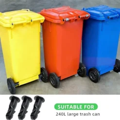 3 par hjulspand låg hængselstifter, 67 mm x 31 mm sort plast passer til 240 l husholdnings affaldsspande med hjul (FMY)
