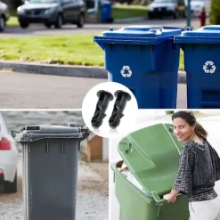 3 par hjulspand låg hængselstifter, 67 mm x 31 mm sort plast passer til 240 l husholdnings affaldsspande med hjul (FMY)