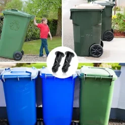 3 par hjulspand låg hængselstifter, 67 mm x 31 mm sort plast passer til 240 l husholdnings affaldsspande med hjul (FMY)