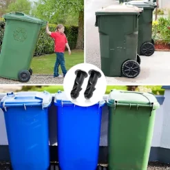 3 par hjulspand låg hængselstifter, 67 mm X 31 mm sort plast passer til 240 l husholdnings affaldsspande med hjul - WELLNGS