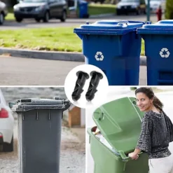 3 par hjulspand låg hængselstifter, 67 mm x 31 mm sort plast passer til 240 l husholdnings hjulspande Zekai