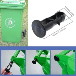 3 Par Hængselbolte Hængselstifter Til Skraldespands Låg Passer Til 240/120/100/60l Udendørs Affaldsspande, 65mm X 18mm, Sort Plastik