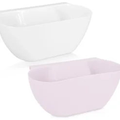 2 Pink + hvide køkkenaffaldsbeholdere - bordaffaldsbakke 3,8 l - hængende beholder 28 x 13,5 x 11 cm