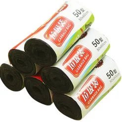 1 rulle 50*60cm skraldeposer i én farve tyk praktisk miljøvenlig Black