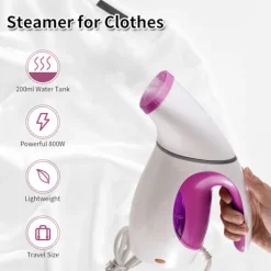 [通拓商品] Steamer til tøj 800W Kraftig håndholdt tøjdamper 200 ml Stor vandtank Hurtig opvarmning Stærk gennemtrængende Bærbar