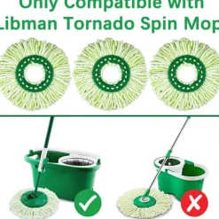 3 stk. - Moppe Refill Erstatningshoved Egnet til Libman Tornado, Spin Kompatibel med Let Udskiftelig Maskinvaskbar Grøn og Hvid_yu