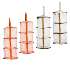 4 stk. Foldbare 3-lags Opbevaringskurve, (2 Orange + 2 Kaffe) Børn
