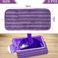 3 STK Genanvendelige Klude til Swiffer WetJet Træ Mikrofiber Mopper Erstatningsklude til VOILET MOP