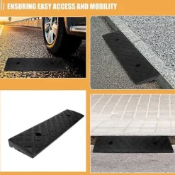 2 STK Kantstensrampe til indkørsel Kraftig tærskelrampe Bil Indkørsel Kantstensramper Tærskelrampe til biler Motorcykler Cykler og Kørestole Black 49.50X13.00X3.00CM | Fyndiq