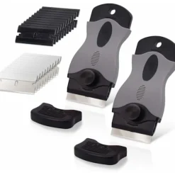 2 STK Keramisk Kogepladeskraber med 10 Plastskrabere + 10 Metalklinger, Keramisk Kogepladeskraber til Fjernelse af Etiketter, Sort