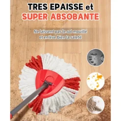 3 stk. moppehoveder til mopper, kompatible med Vileda Turbo EasyWring og Clean - Enkelt mikrofiber moppeudskiftning med frynser til Vileda