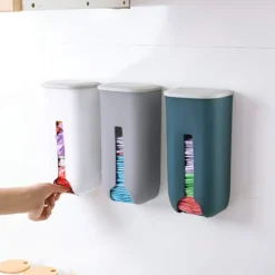 2 stk. Plastikpose Dispenser, Plastikposeholder, Vægmonteret Plastikpose Organizer, Skraldepose Dispenser kompatibel Køkken (Grå, 26,2*12,7*9cm)