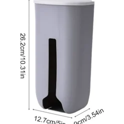 2 stk. Plastikpose Dispenser, Plastikposeholder, Vægmonteret Plastikpose Organizer, Skraldepose Dispenser kompatibel Køkken (Grå, 26,2*12,7*9cm)