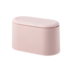 1 stk Simplicity Mini Skrivebords Skraldespand Tryk Dæksel Skraldespand Bord Affaldsbeholder Rosa