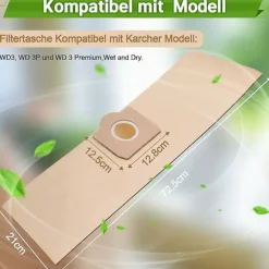 15 stk. støvsugerposer til Karcher 6.959-130.0 Wd3 Wd3p Mv3 våd- og tørstøvsuger udskiftningspapirfilterposer, pose til Karcher Wd3 Premium A