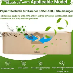 15 stk. støvsugerposer til Karcher 6.959-130.0 Wd3 Wd3p Mv3 våd- og tørstøvsuger udskiftningspapirfilterposer, pose til Karcher Wd3 Premium A