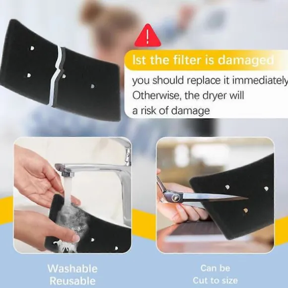 4 stk. tørretumblerfilter til Bauknecht Privileg Whirlpool HX 481010716911 Tørretumblerfilter Genanvendelig kondensering Black