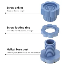 4 stk. Universal Justerbar Højde Vaskemaskine Fødder Pads Antivibration