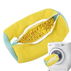 1 stk vaskbar bomuldsskopose vaskenet fluffy fibre let fjernelse af snavs vasketasker anti-deformation sko tøj arrangør