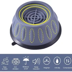 4 Stk. Vibrationsdæmpende Fødder til Vaskemaskine med Gummipude, Anti-Vibrationsfødder til Vaskemaskiner og Tørretumblere, Anti-Vibrationspuder L