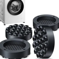 4 stk. vibrationsfødder til vaskemaskine og tørretumbler Vaskemaskine Fødder Pad Vaskemaskine gummifødder pad Black
