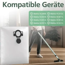 20 støvsugerposer kompatible med Makita VC2000L VC2010L VC2012L VC2511L VC2512L VC3011L VC3012L VC3511L fleeceposer