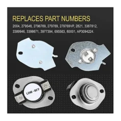 279769 Tørretumbler Varme Termisk Afbryder Kit Kompatibel Med 3389946, 3398671, 3977394, 695563, Ap30942