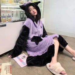 2024-2022 Vinter Kawaii Sanrio Pyjamas Animation Kuromi Cinnamoroll My Melody Vaskeklude Plys Blød og Behagelig Pyjamasbukser Sæt S 150-157CM 18