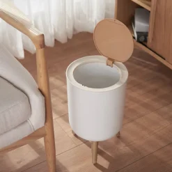 Affaldsspand med låg 7L affaldsspand af pressetype Multifunktionel affaldsspand med stor kapacitet White