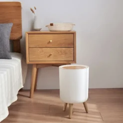 Affaldsspand med låg 7L affaldsspand af pressetype Multifunktionel affaldsspand med stor kapacitet White