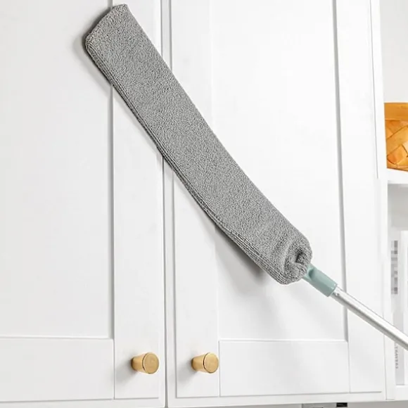 Aftagelig rengøringsstøver, rengøringsbørste til sprækker og teleskopisk støvsamler, vaskbar mikrofiber bred kost (Farve: Flerfarvet)
