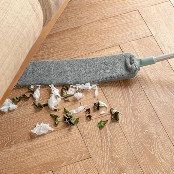 Aftagelig rengøringsstøver, rengøringsbørste til sprækker og teleskopisk støvsamler, vaskbar mikrofiber bred kost (Farve: Flerfarvet)