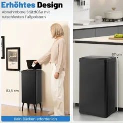 Automatisk affaldsspand i rustfrit stål, 50L sensorbeholder
