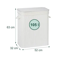 Bambus vasketøjskurv, 3 rum, foldbar