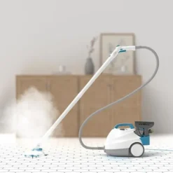 BLACK+DECKER - BHSMP2314-QS - Multifunktionel damprenser 2300W - Reservoir: 1,2L - Kabel: 8m - 14 tilbehør Vit, blå, grå