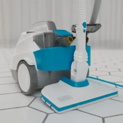 BLACK+DECKER - BHSMP2314-QS - Multifunktionel damprenser 2300W - Reservoir: 1,2L - Kabel: 8m - 14 tilbehør Vit, blå, grå