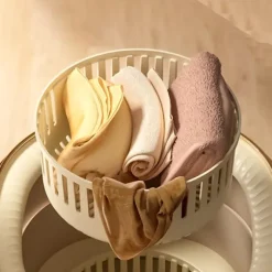 Bærbar Foldbar Vaskemaskine med Blåt Lys, 6L Kapacitet, Ekstern Afløb, Aftageligt Låg Pink Pink