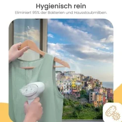 Bærbar håndholdt dampstrygejern for problemfri stil, rynkefjerner med gennemsigtig vandtank for nem overvågning, en stilfuld løsning til ethvert skab | Fyndiq