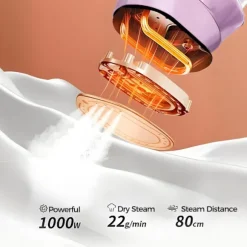 Bærbar Tøjdamper Strygejern, 1000W Dobbelte Dampindstillinger & 180° Fleksibel Dyse, Kompakt Håndholdt Design til Rejser og Forretning, Lilla Co White | Fyndiq