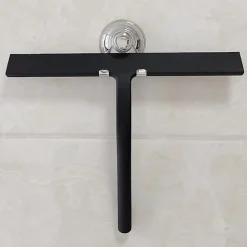 Bruseskraber med sugekopholder - 28 cm sort - Vindueskraber til badeværelse - Silikone INOX