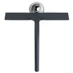 Bruseskraber med sugekopholder - 28 cm sort - Vindueskraber til badeværelse - Silikone INOX