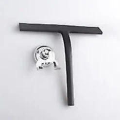 Bruseskraber med sugekopholder - 28 cm sort - Vindueskraber til badeværelse - Silikone INOX
