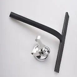 Bruseskraber med sugekopholder - 28 cm sort - Vindueskraber til badeværelse - Silikone INOX