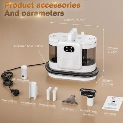 C988 1650W damprenser - 15KPa bærbar udsuger til tæpper, polstring, seng, 4 tilstande